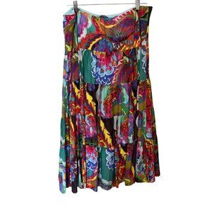 Lauren Ralph Lauren 2X Multicolor Floral Tiered Skirt Boho   Beach Resort